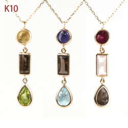 天然石 ネックレス 10月 誕生石 ローズクオーツ ロードライトガーネット アイオライト ペリドット スカイブルートパーズ シトリン スモーキークオーツ 雫 ペンダント k10 ゴールド バースデー カラーストーン 色石 金属アレルギー プレゼント 女性 誕生日 彼女 ギフト