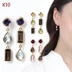天然石 ピアス 1月 誕生石 ロードライトガーネット アイオライト ペリドット ローズクォーツ スカイブルートパーズ 雫 スタッドピアス k10 ゴールド バースデー カラーストーン 色石 金属アレルギー プレゼント 女性 誕生日 彼女 ギフト