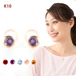 天然石 ピアス レディース 2月 誕生石 アメジスト 金属アレルギー 誕生石 カラーストーン ムーンストーン ブルートパーズ シトリン ガーネット フクリン 覆輪 K10 10金 フクリンピアス ゴールド バースデー 色石 プレゼント 女性 誕生日 誕生日プレゼント