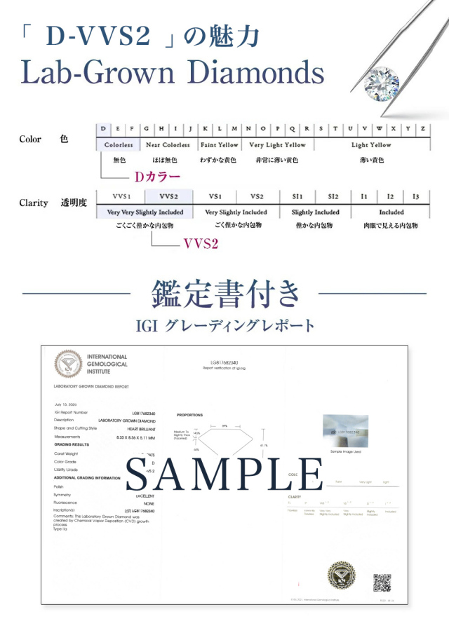 ダイヤモンド ネックレス 1.0カラット 1.0ct D-VVS2-IC IGI 鑑定書付き