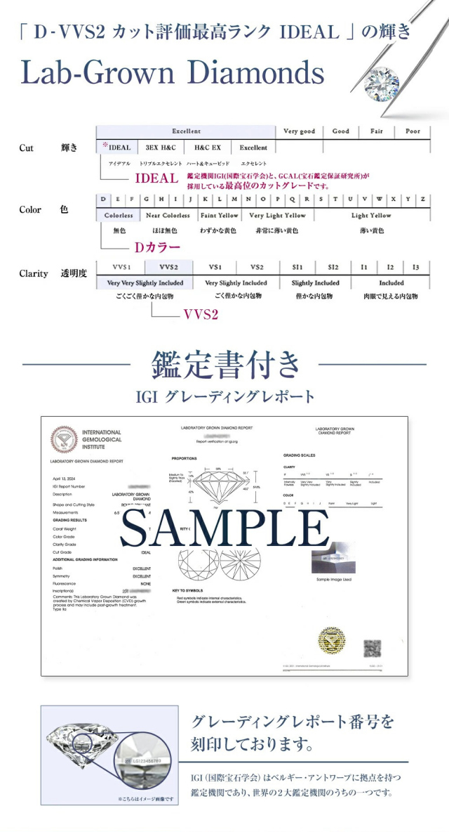 ダイヤモンド リング 0.5カラット 0.5ct D-VVS2-IC IGI 鑑定書付き