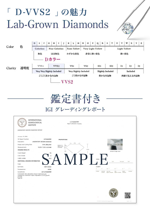 ダイヤモンド リング 1.0カラット 1.0ct D-VVS2-IC IGI 鑑定書付き
