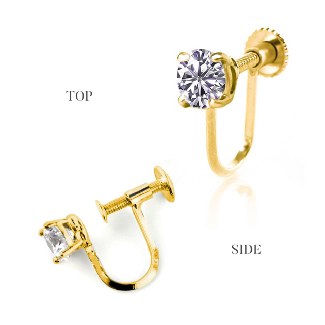 ダイヤモンド イヤリング 一粒 1ct K18 金属アレルギー ラボグロウン