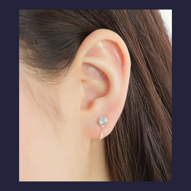 ダイヤモンド イヤリング 一粒 1ct K18 金属アレルギー ラボグロウン