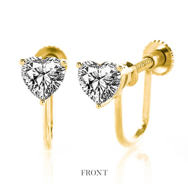 ダイヤモンド イヤリング 一粒 1ct K18 ハート 金属アレルギー