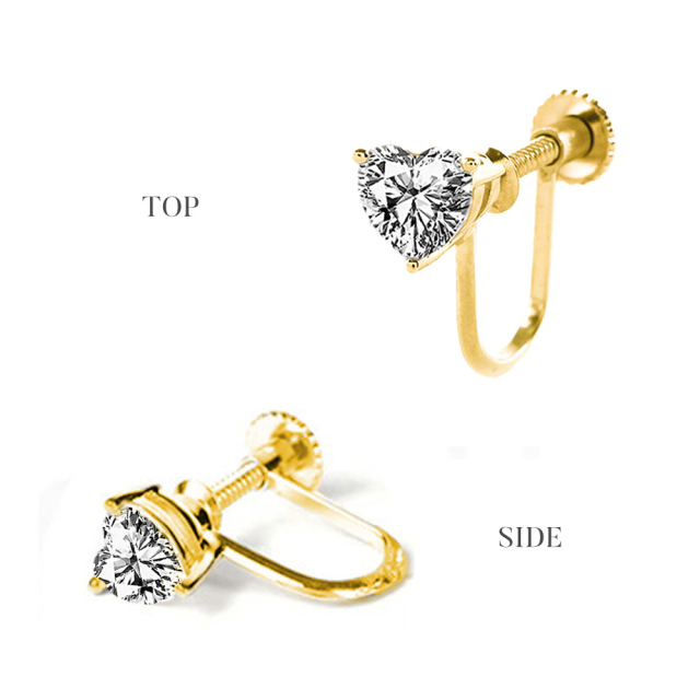 ダイヤモンド イヤリング 一粒 1ct K18 ハート 金属アレルギー