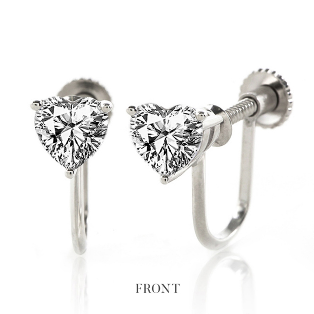 ダイヤモンド イヤリング 一粒 1ct プラチナ ハート 金属アレルギー