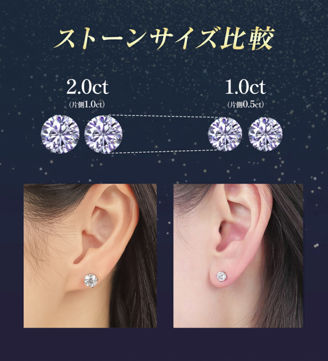 ダイヤモンド ピアス 一粒 2ct K18 18K 18金 金属アレルギー