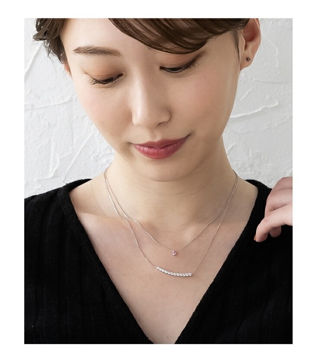 スタージュエリー ピンクダイヤ たたま ネックレス 0.02ct 0.07ct 