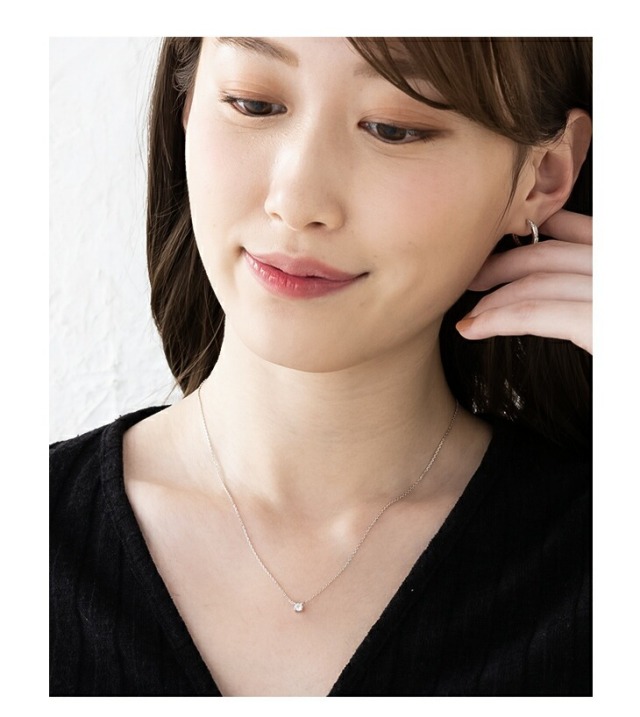 プラチナの一粒ダイヤモンドネックレス ダイヤモンド プラチナネックレス(0.1カラット/6本爪/一粒/4月