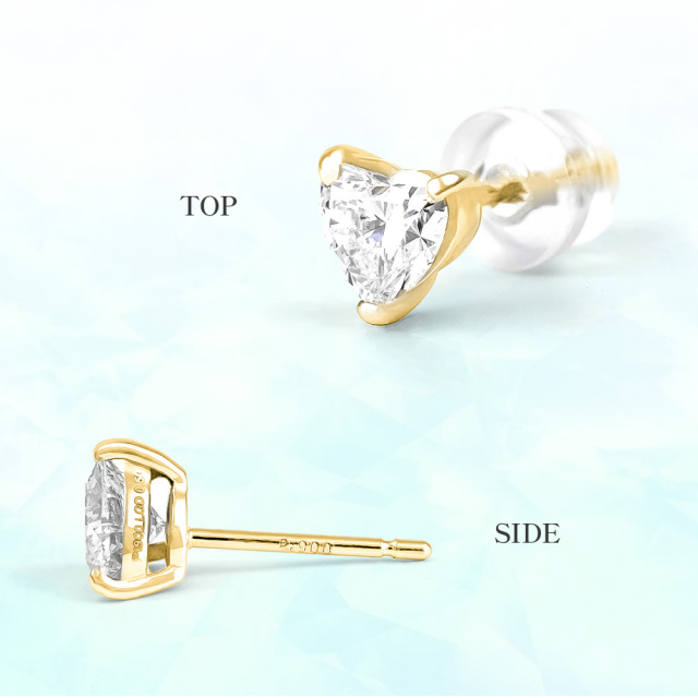 ダイヤモンド ピアス 18金 1カラット ハート 一粒 ダイヤモンドピアス