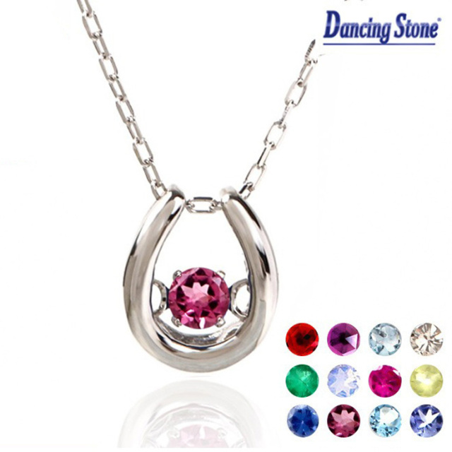 ダンシングストーン ネックレス PLUSTER K10 馬蹄 誕生石 クロス