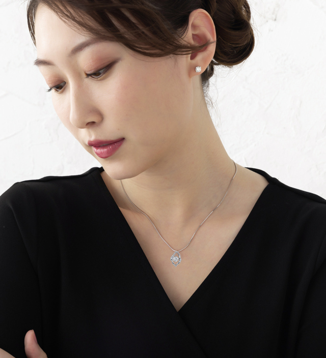 モアサナイト ネックレス レディース 一粒 プラチナ ゴールド 仕上げ  