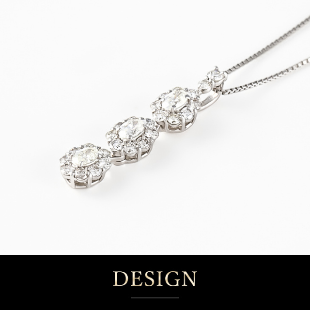 ダイヤモンド ネックレス レディース プラチナ スリーストーン ダイヤ  
