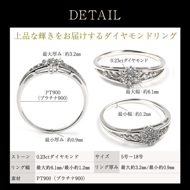 ダイヤモンド リング PLUSTER プラチナ PT900 (天然ダイヤ0.3カラット  
