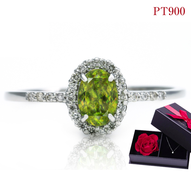 指輪 レディース リング スフェーン ダイヤモンド 天然石 カラー  