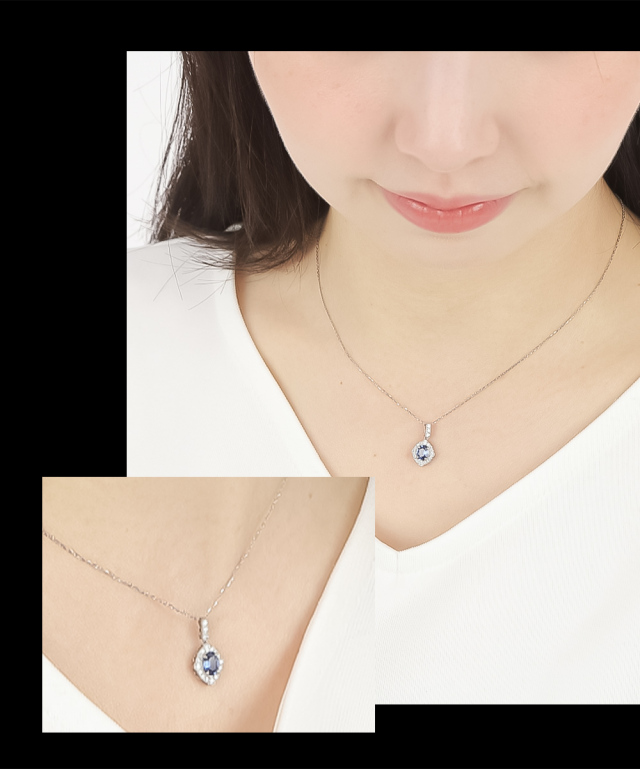 くま＠プラチナ・サファイアネックレスと プラチナのチェーンネックレス くま＠様専用プラチナ・サファイアネックレスと プラチナのチェーン