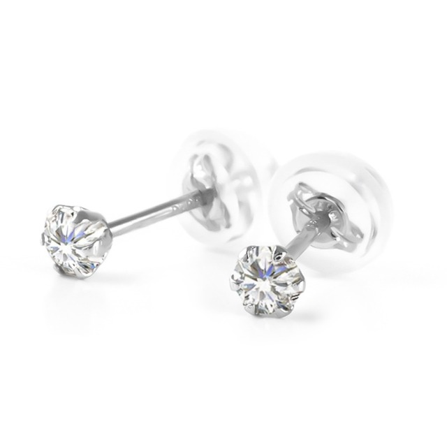 ダイヤモンド ピアス プラチナ ダイヤ 一粒 金属アレルギー 18K  
