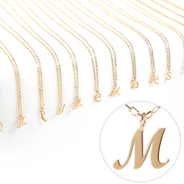 イニシャル ネックレス PLUSTER K10 イニシャルペンダント m ゴールド  