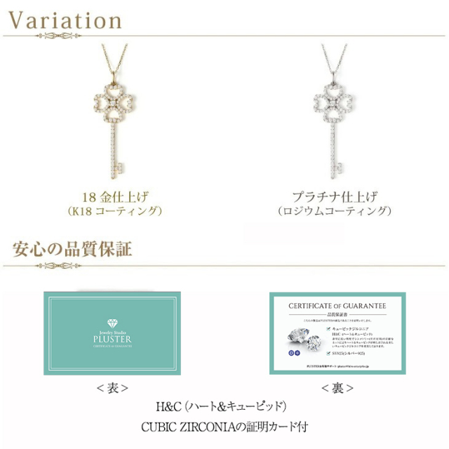 ネックレス レディース H&Cキュービックジルコニア PLUSTER シルバー 