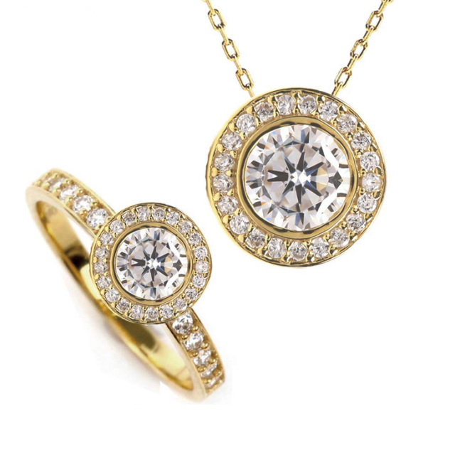 キュービックジルコニア H&C ネックレス リング セット PLUSTER (タグ