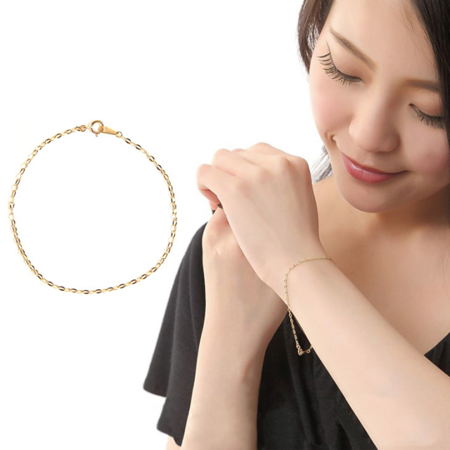 チェーン ブレスレット PLUSTER K18 あずきチェーン 地金 18cm  