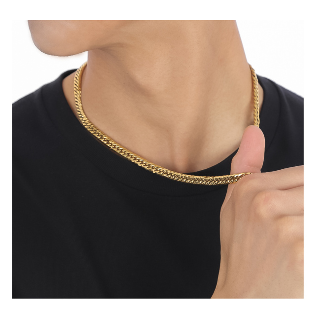 喜平 ネックレス k18 カラー ステンレス 6面 6面ダブル 50cm キヘイネックレス サージカルステンレス 316L 18k ダブル キヘイ シンプル メンズ ジュエリー アクセサリー レディース 金属アレルギー メンズネックレス クリスマス プレゼント 男性 女性 誕生日 ギフト フリーレーベルステンレスネックレス316L