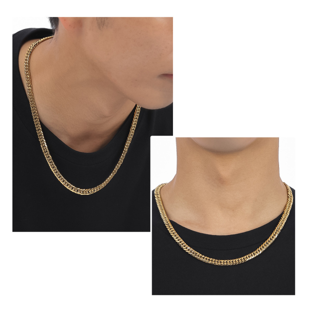 喜平 ネックレス k18 カラー ステンレス 6面 6面ダブル 50cm キヘイネックレス サージカルステンレス 316L 18k ダブル キヘイ シンプル メンズ ジュエリー アクセサリー レディース 金属アレルギー メンズネックレス クリスマス プレゼント 男性 女性 誕生日 ギフト フリーレーベルステンレスネックレス316L