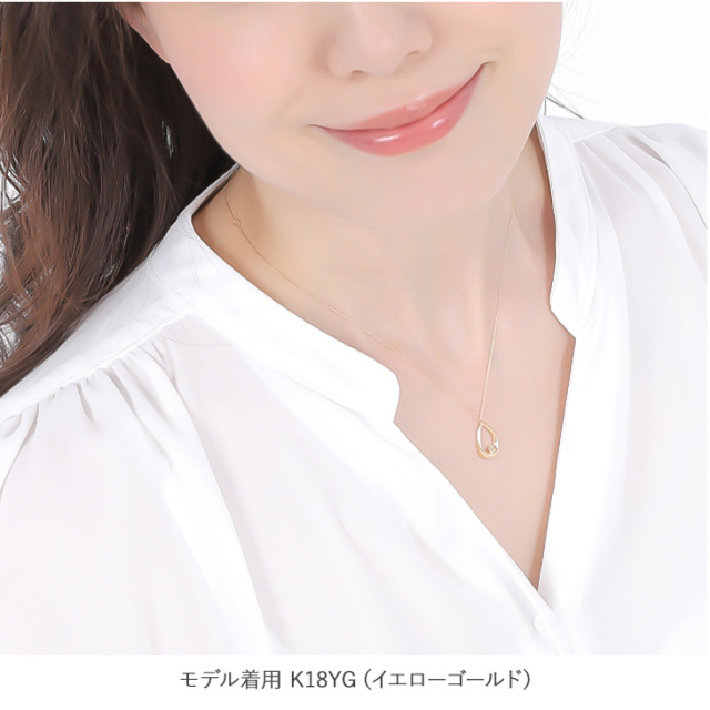 ダイヤモンドネックレス レディース 0.03ct Pt900 K18YG 雫 ティア 