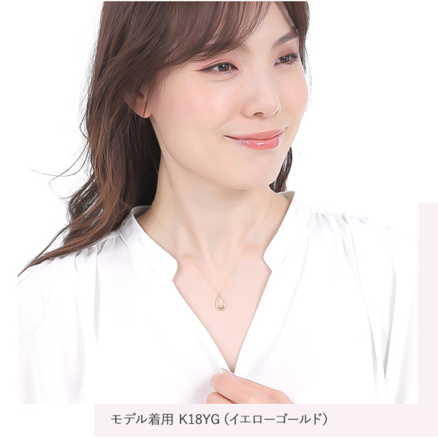 ダイヤモンドネックレス レディース 0.03ct Pt900 K18YG 雫 ティア 