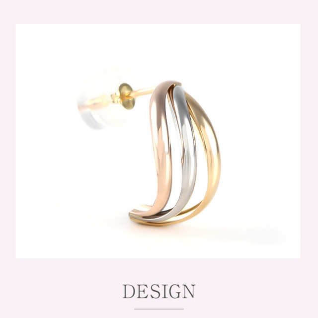 ピアス レディース フープ 大ぶり ゴールド K18 トリニティ スリー  