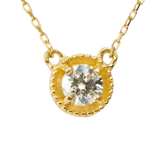 ダイヤモンド ネックレス PLUSTER 一粒 (天然ダイヤ 0.13ct) K18 