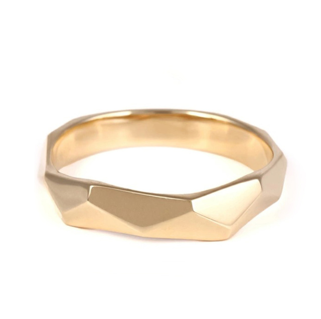 指輪 レディース リング 重ねづけ 太い カット ファッションリング K18  