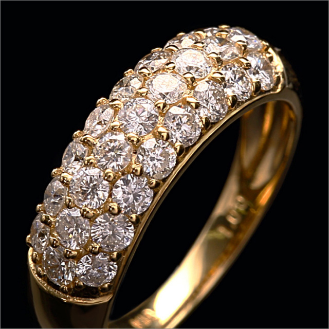 K18WG/K18BG ハート パヴェ ダイヤモンド リング 1.28CT 
