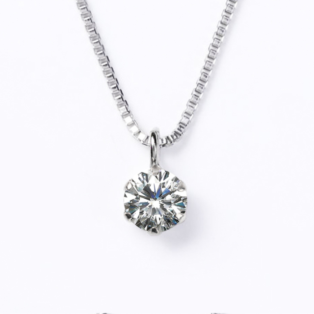 ネックレス レディース ダイヤモンド 華奢 0.15ct PLUSTER 一粒 PT900  