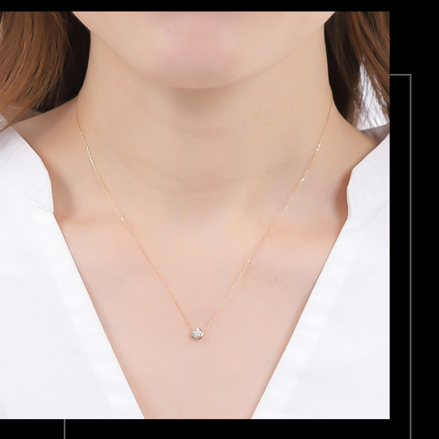 ダイヤモンド ネックレス レディース 一粒 鑑定書 18金 K18 18K  