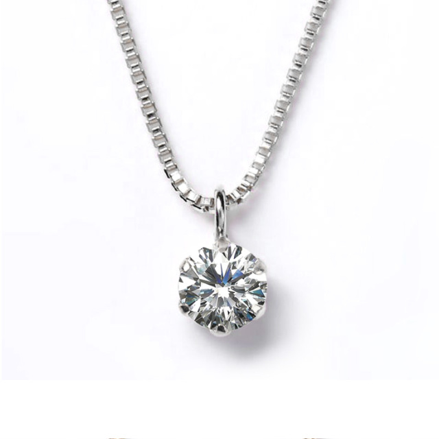 ネックレス レディース ダイヤモンド 華奢 0.15ct PLUSTER 一粒 K10 