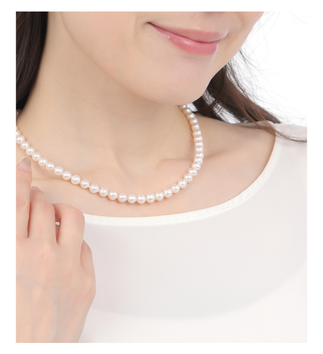 パール ネックレス レディース 淡水 真珠 無核 本真珠 6mm 6.5mm 淡水  