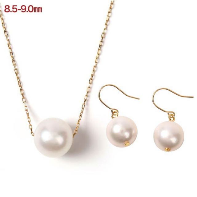 ネックレス パール 一粒 K18 ピアス パールピアス 金属アレルギー 2点  