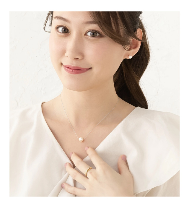 パール ネックレス 一粒 プラチナ 真珠 スルーネックレス 8.5mm-9mm