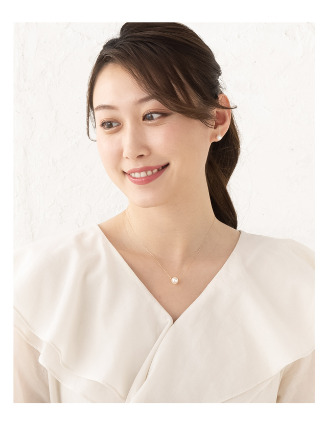 ネックレス パール 一粒 K18 真珠ネックレス パールスルーネックレス