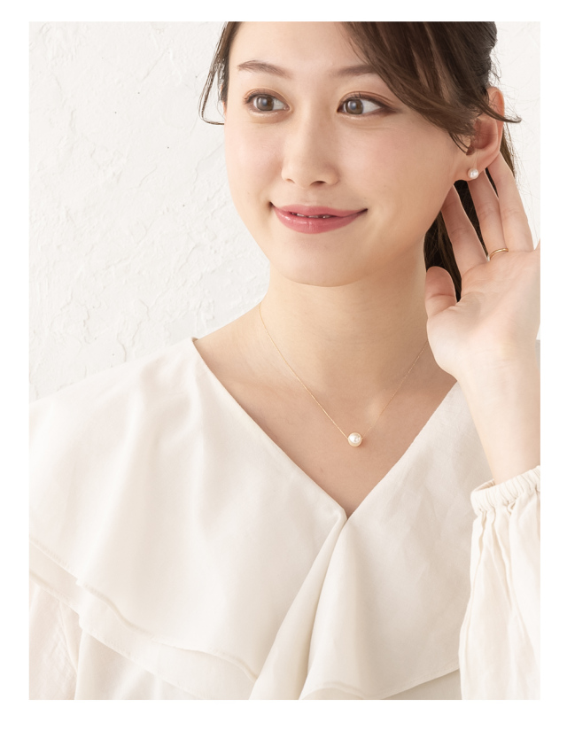 パール ネックレス 一粒 K18 花珠真珠 パールネックレス 本真珠 あこや