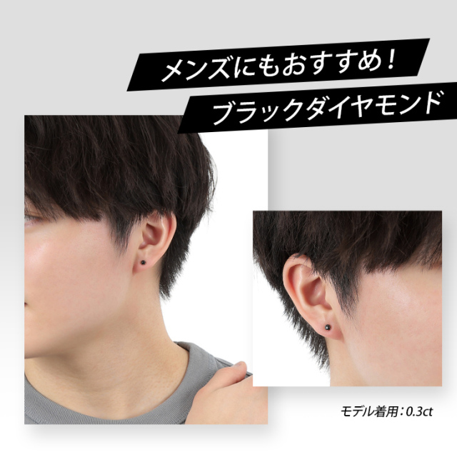 ピアス ブラックダイヤモンド レディース メンズ 一粒 金属アレルギー 
