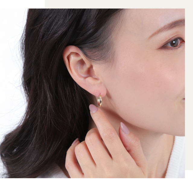 ピアス 金属アレルギー 18K 15mm 甲丸 セカンドピアス フープピアス  