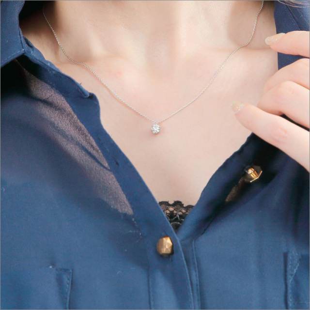 ダイヤモンド ネックレス レディース PLUSTER 鑑定書付き