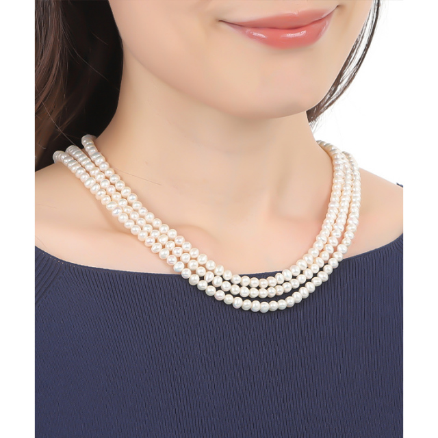 パール ネックレス 小粒 淡水パール 本真珠 レディース 真珠 ロング  