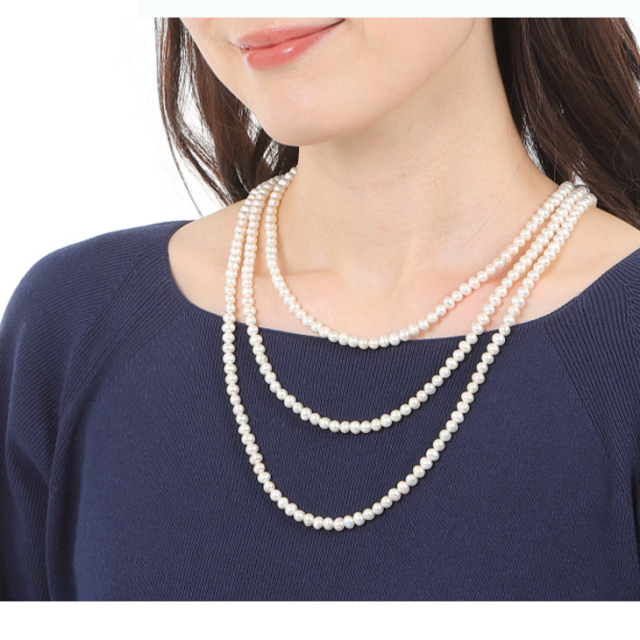 パール ネックレス 小粒 淡水パール 本真珠 レディース 真珠 ロング  