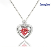 ダンシングストーンネックレス キュービックジルコニア ネックレス レディース ペンダント クロスフォー ハート ピンク