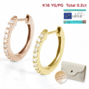 ピアス レディース フープピアス ダイヤモンド ダイヤモンドピアス ゴールド K18 18K イエローゴールド ピンクゴールド ダイヤ 0.2ct 女性 誕生日 妻 ジュエリー アクセサリー 記念日 プレゼント ギフト