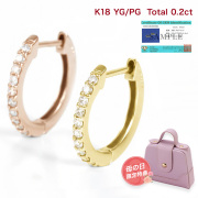 ピアス レディース フープピアス ダイヤモンド ダイヤモンドピアス ゴールド K18 18K イエローゴールド ピンクゴールド ダイヤ 0.2ct 女性 誕生日 妻 ジュエリー アクセサリー 記念日 プレゼント ギフト 母の日